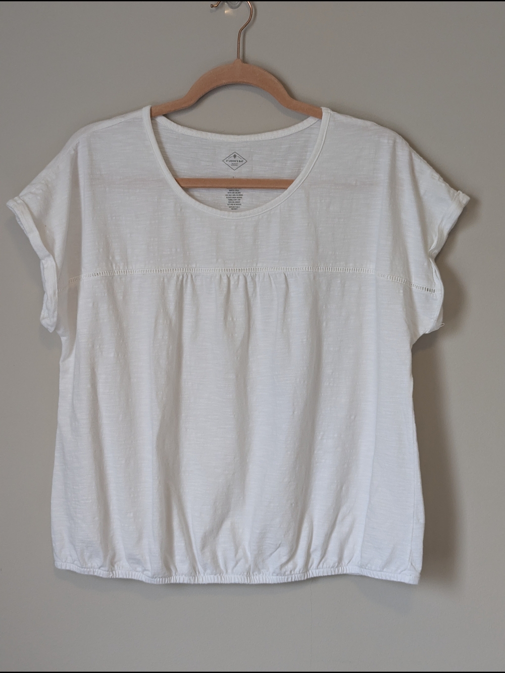 Relaxed White Short Sleeve Cotton Blouse